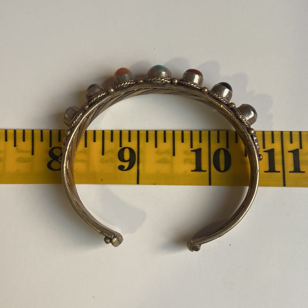 Copper brass steel mix metal natural stone cuff bracelet - Picture 6 of 6